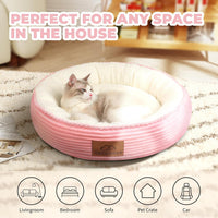 Zerbuger 20in Pink Round Dog Bed Sofa for Dogs Cats - Pink / Small - image 4