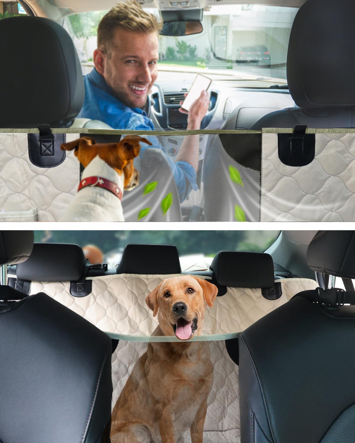 Dog Car Seat Cover for Back Seat - beige-Y - image 2