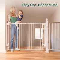 Cumbor 34" Extra Tall No Bottom Bar Baby Gate for Stairs, Auto Close Dog Gate Indoor for Larger Pets, 31.6-48" Hardware Mounted Safety Gate for Doorways, Wide Walk Thru Door for Easy Access (White)