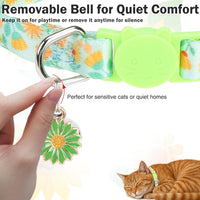 Cat Collar Breakaway, Soft Kitten Collar with Bell, Daisy - Spring Flower (Pack of 3) - image 4