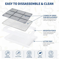 FHTONGE Extra Large Rabbit Litter Box Training Tray with Large Steel - 14.6x12x2.6"(40x30x6cm) / 0.5" Stee Grids + 0.4" PP Grids - image 2