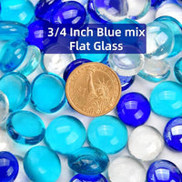 10LB Blue Mix Flat Glass Marbles for Vases, Mancala Stones Gemstone Beads Vase Filler Decorative Glass Pebbles for Fish Tank, DIY Crafts, Aquarium Decor Rocks