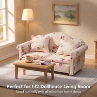 Cutemini white 1/12 scale dollhouse loveseat couch with pillows - view 32