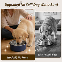 Dog Water Bowl No Spill, 1.5L/50oz Stainless Steel Slow Water Bowl for Dogs, Spill Proof Dog Bowl - Blue - image 2