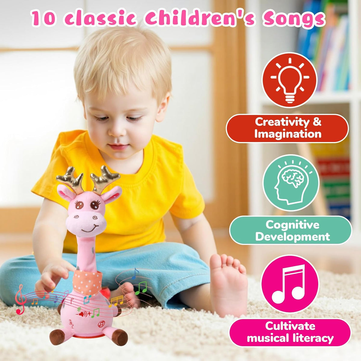 MIAODAM Dancing Talking Giraffe Toys - Giraffe Style 3-pink - image 3