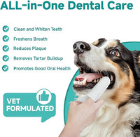 Pet Dental Finger Wipes for Dogs & Cats, Dog Teeth Cleaning Wipes Tooth Brushing Kit by Remove Plaque and Tartar & Freshens Breath Buildup No-Rinse Dog Finger Toothbrush Mint Flavor