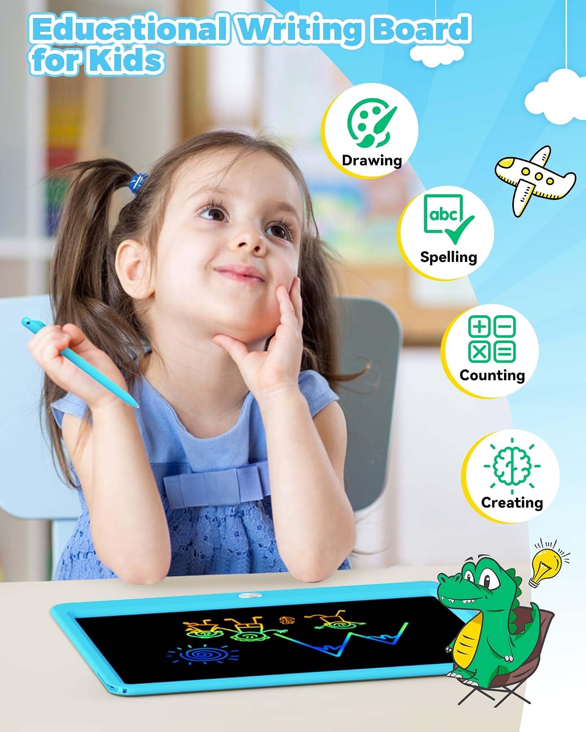 KOKODI 12 Inch LCD Writing Tablet with Anti-Lost Stylus - Blue / 15 inch - image 2