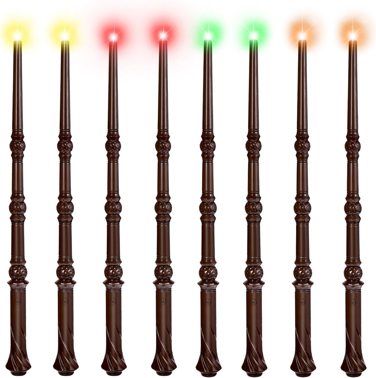 KingVows Light Up Magic Wizard Wand with 4 Color Lights & Sound - Brown