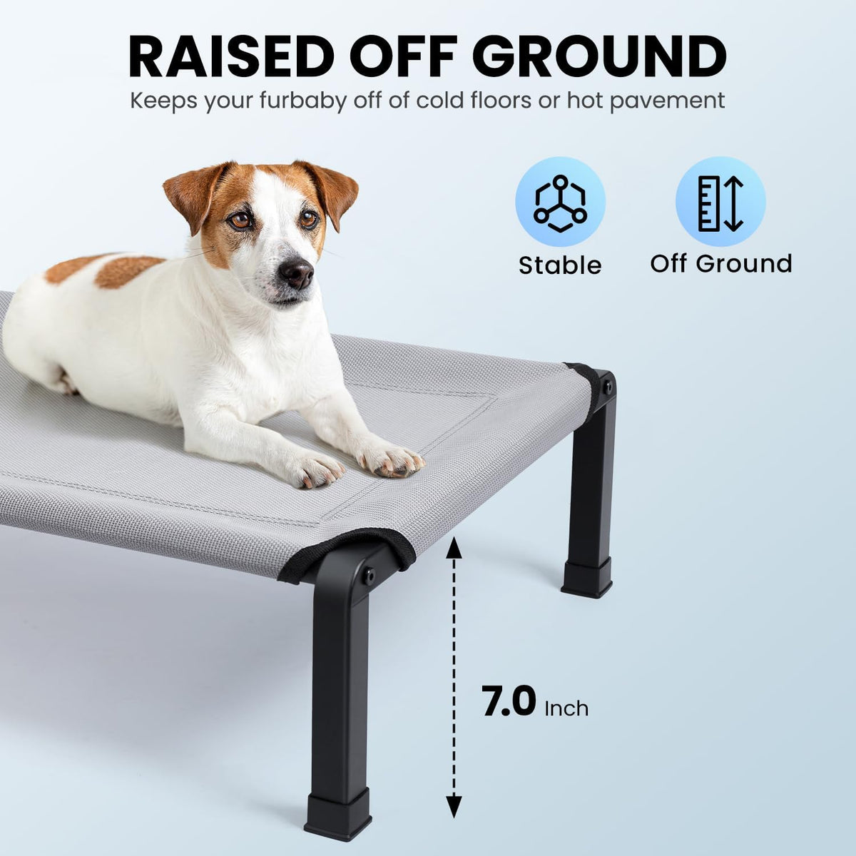 Elevated Dog Bed, Cooling Raised Pet Cot with Chew Proof Mesh Fabric and Steel Frame, Portable Dog - image 4
