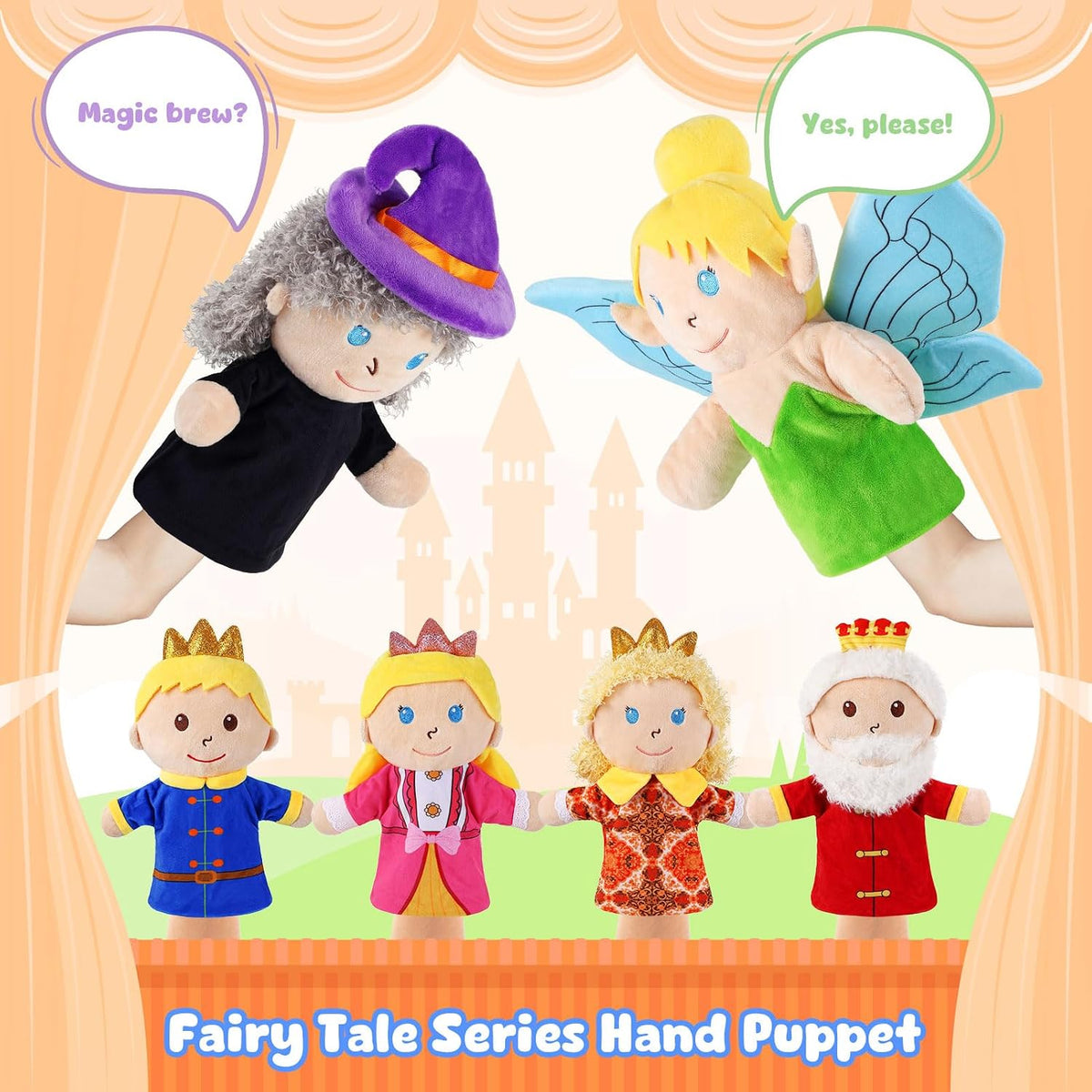 6 Pcs Family Hand Puppets 12 Inch Grandparents, Mom & Dad - 6 Cartoon Characters - image 2