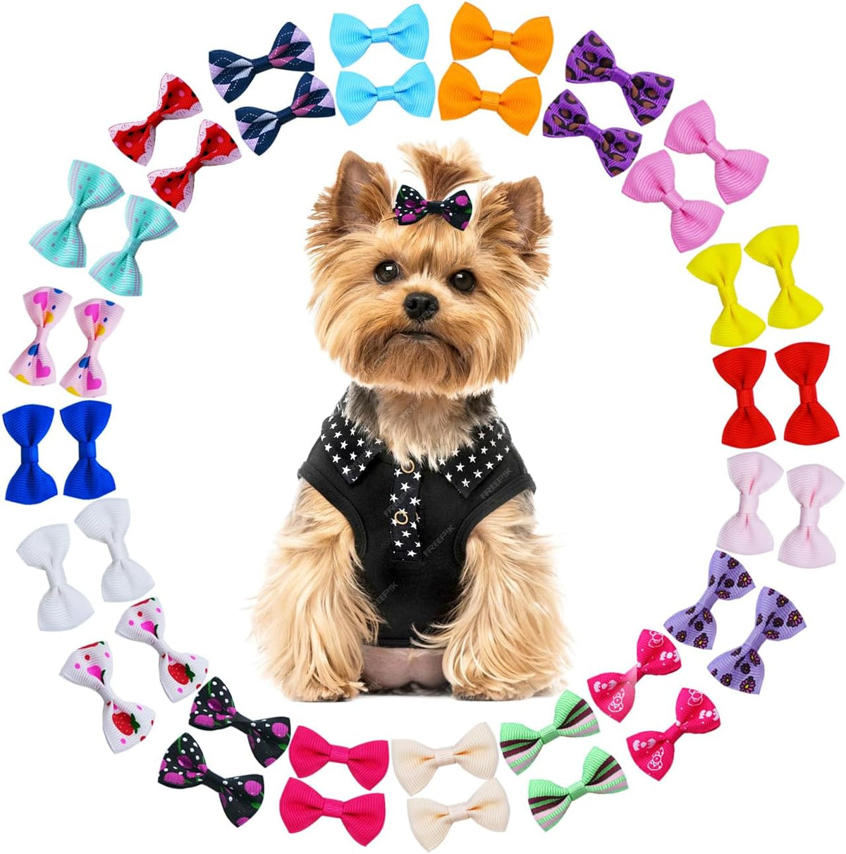 40PCS Dog Hair Bows with Clips 1.5Inch Girl Small Dog Apparel - 2inch-clips
