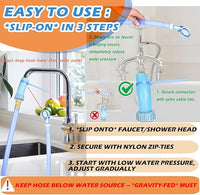 Slip-On Shower Hose Attachment with 6 Ft Hose - Faucet & Tub Faucet Adapter for Pet Bathing, Kitchen Sink, Portable Handheld Shower Head (Crystal Blue)