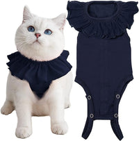 Cat Recovery Suit for Abdominal Wounds and Skin Diseases, Breathable Surgical Recovery Shirt After Surgery Wear Anti Licking Wounds,E-Collar Alternative for Cats Pet Kitten(RSC01-Navy-s)