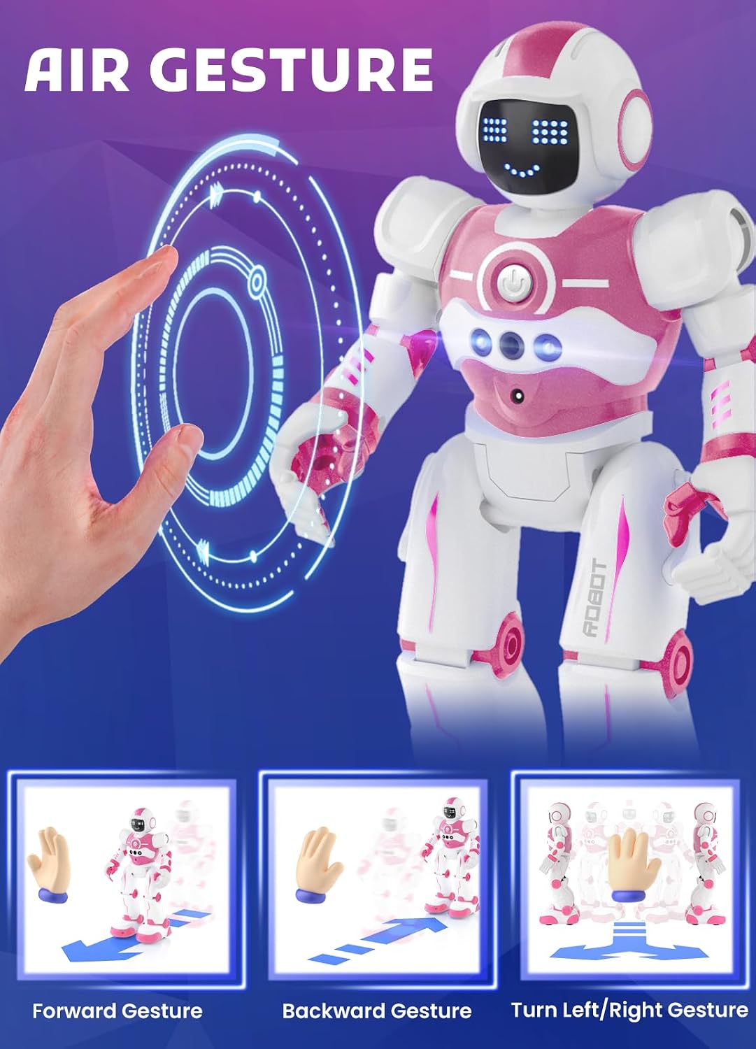 Robot Toys for Kids, Rechargeable Remote & Gesture Control Robots – Fun for Kids & Family - Pink - image 3