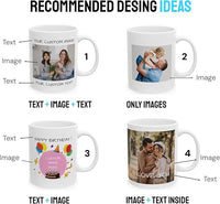 Personalized Coffee Mug – Custom Photo, Text, or Logo Ceramic Mug Tea Cup | Taza Personalizada with Picture or Message | Customized Gift Idea for Men & Women, Mom, Dad, Friends - White/Blue | 11oz