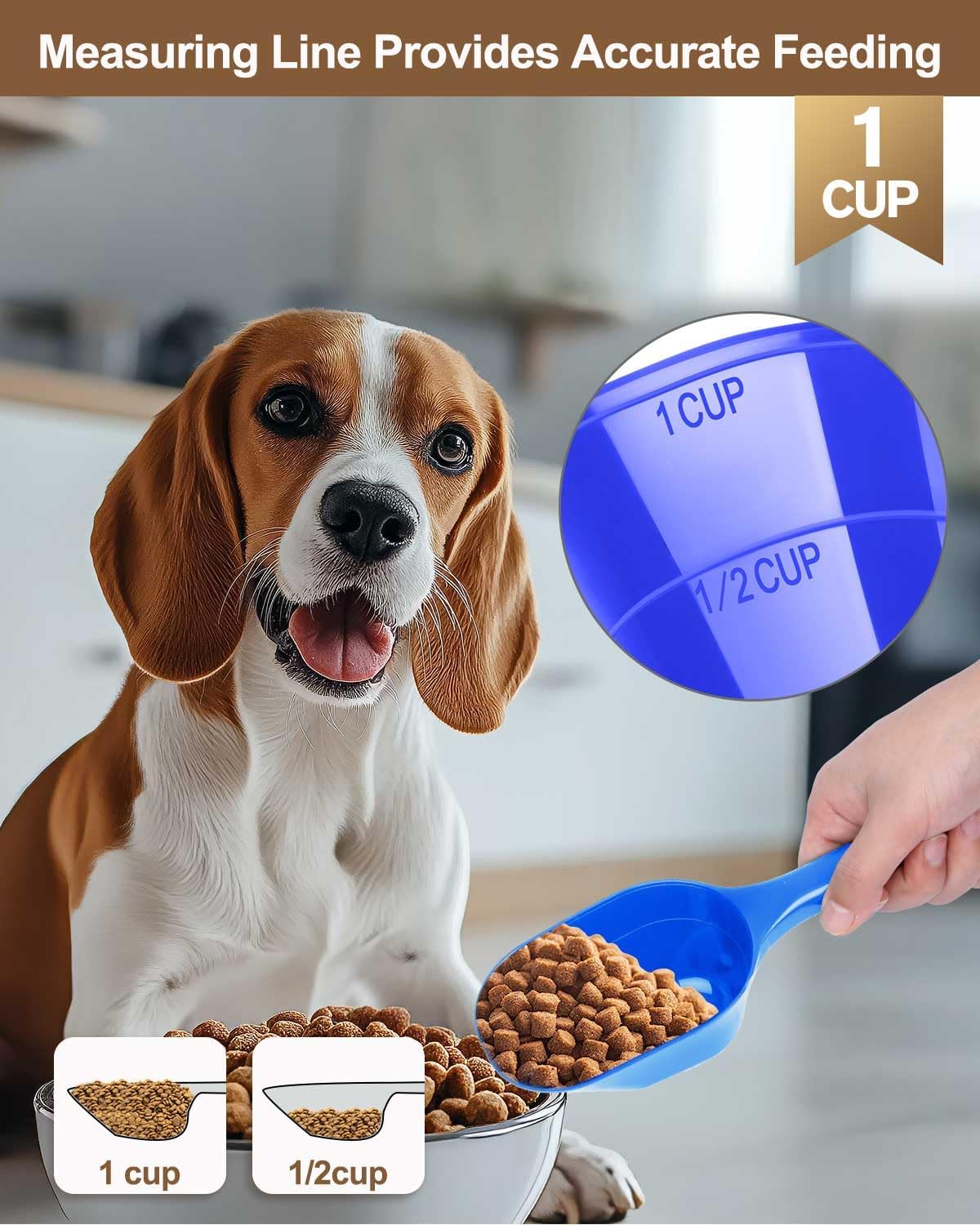 2 PACK Dog Food Scoop,1 Cup Capacity Pet Food Scoop For Dog and Cat – Essentials for Dogs - blue - image 2