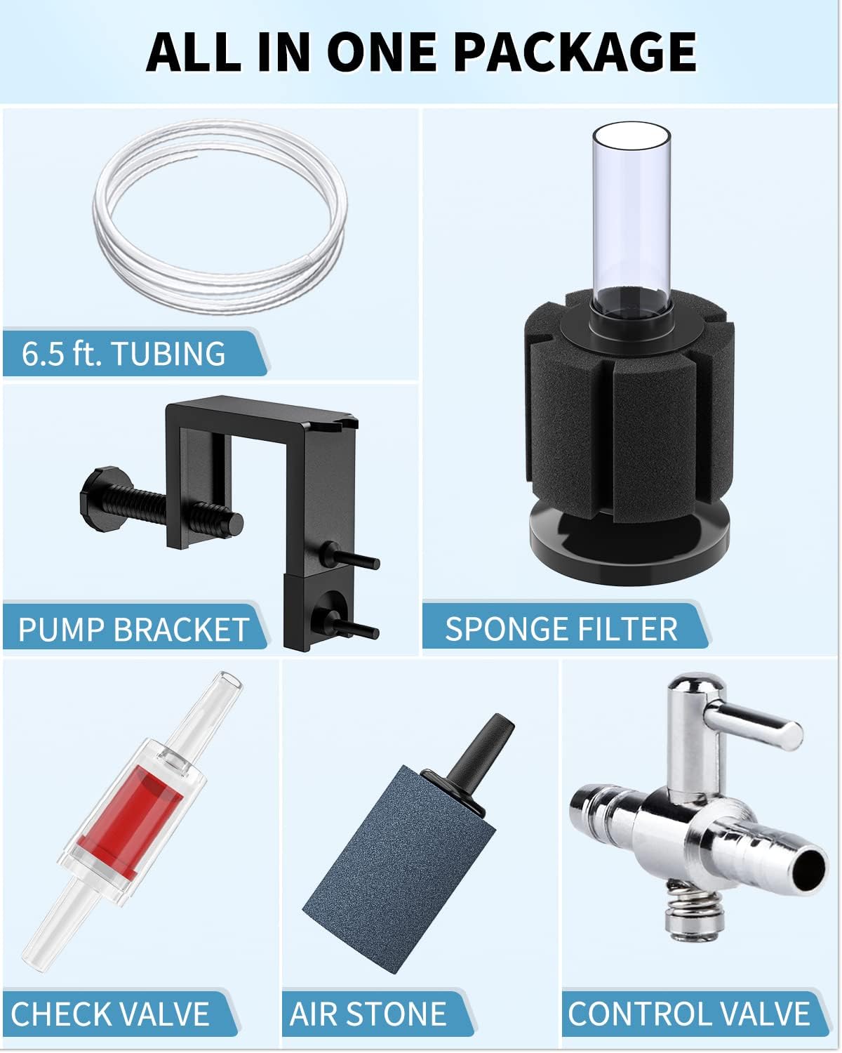 Pawfly Aquarium Air Pump with Nano Bio Sponge Filter Kit Air Control - 3-20 Gal - image 4