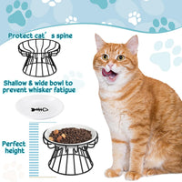 4 Sets Elevated Cat Bowls Ceramic Raised Cat Food Bowls with Metal - Black / Fishbone - image 3