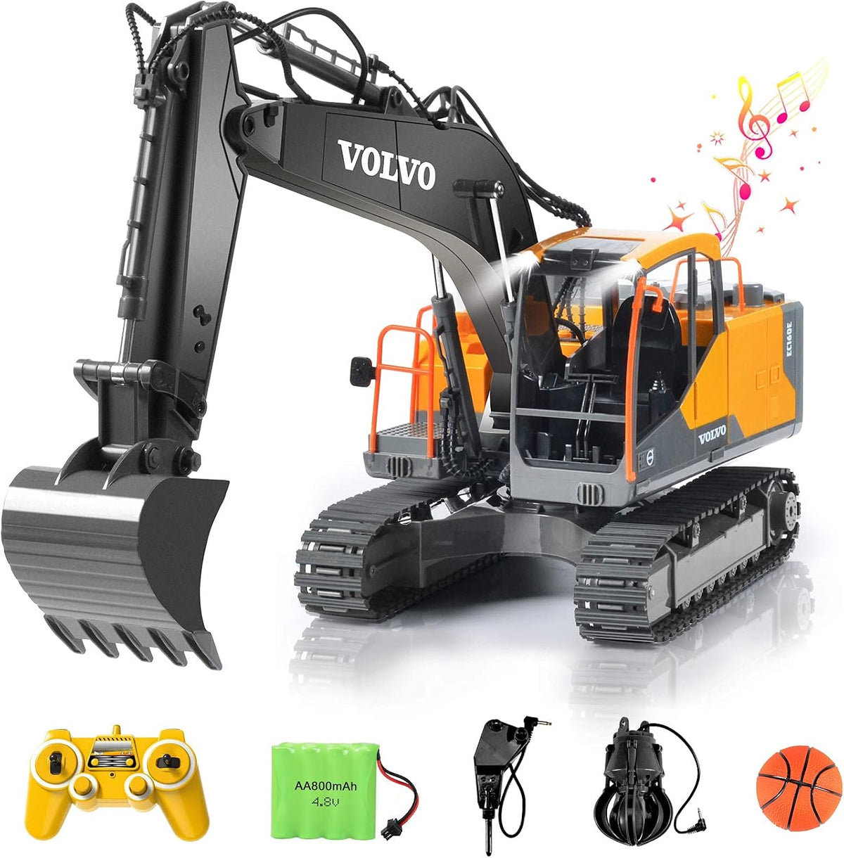 Double E Volvo 1:16 Scale Remote Control Excavator - Black