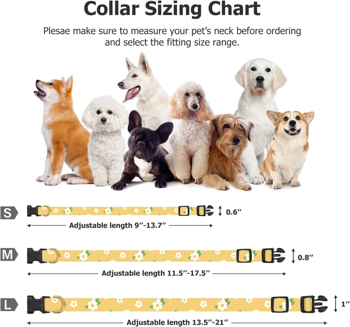 Cotton Dog Collar White and Pink Love Heart with Pendant Cute Dog - Yellow Flower / S - image 3