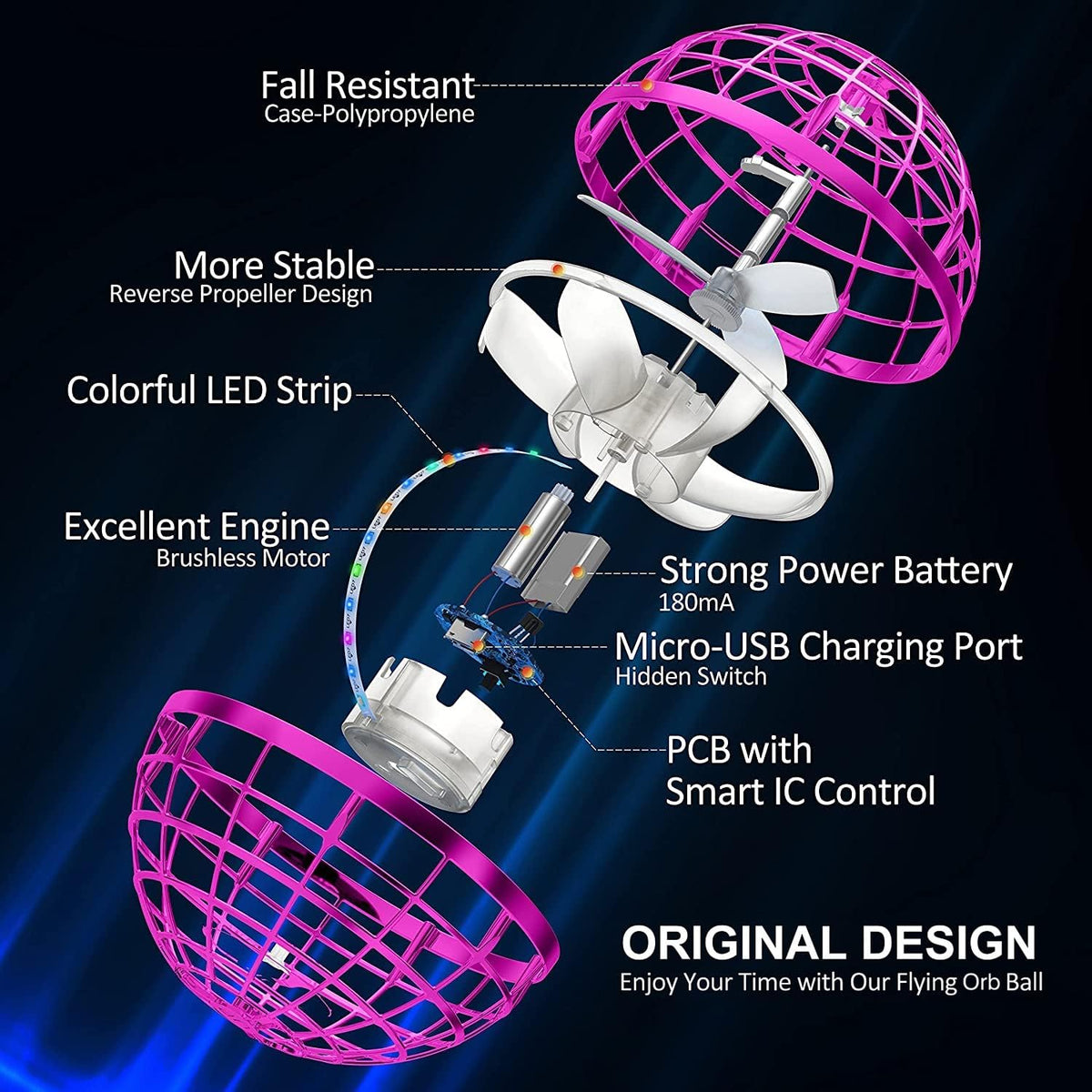 AMERFIST Flying Orb Ball Toy - Pink - image 3