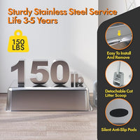 Stainless Steel Cat Litter Box with Lid, 24" L x 16" W x 11.8" H, Large Cat Litter Box for Multiple Cats with High Sided, No-Leak & Stick, Easy to Clean, Includes Litter Mat & Multi Functional Scoop