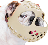 English Bulldog Muzzle, Soft Short Snout Dog Muzzle Stops Biting – Essentials for Dogs - Khaki / XL（Head 20-22½"）