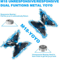 W07 yoyo Professional Metal Trick Yoyo Responsive & Unresponsive – Fun for Kids & Family - 7-Blue Silver Black - image 4
