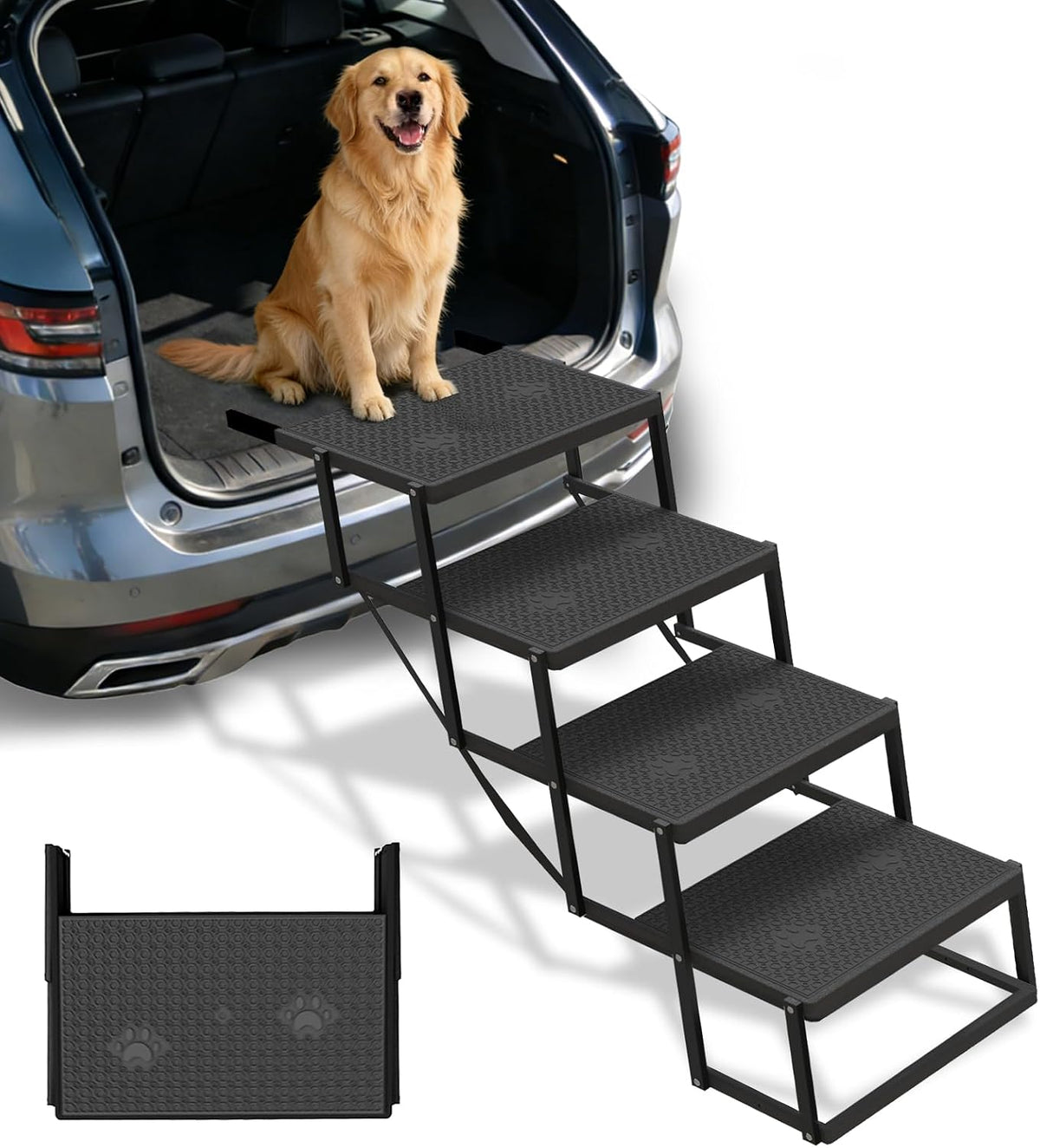 Dog Steps for Car, SUV with Upgraded Non-Slip Surface - 4 Steps