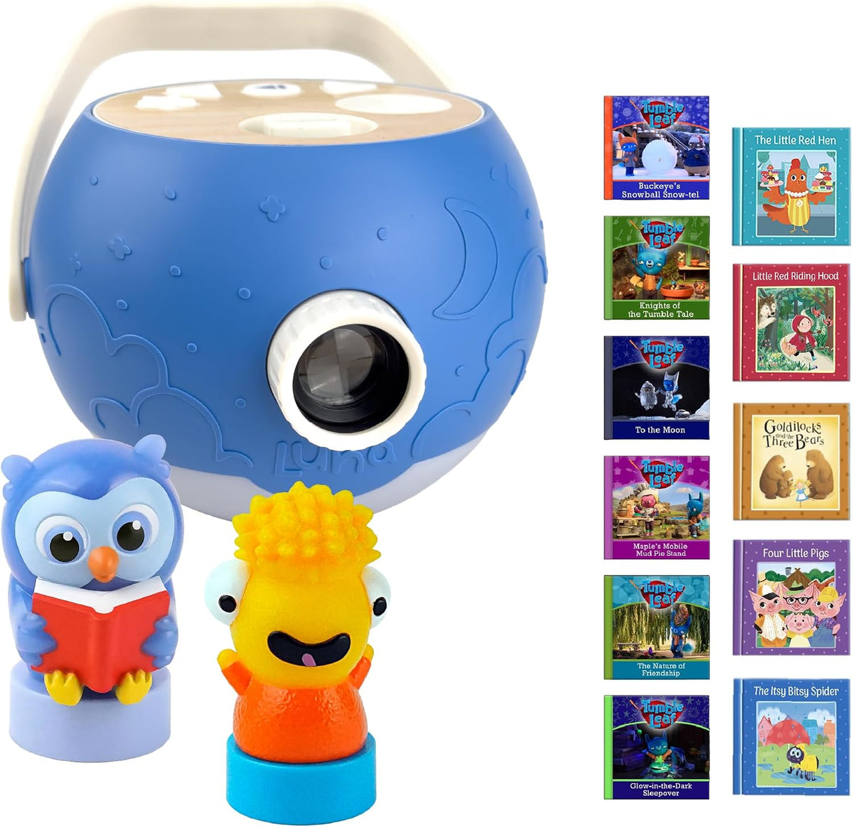 Kids Pink Book Projector, 5 Read Aloud Fairytale Stories - Tumble Leaf, Owl & Projector