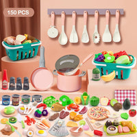 35Pcs Kids Kitchen Toy Accessories - Pink / 150Pcs - image 2