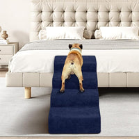 Dog Stairs for Small Dogs - High Density Foam Pet Steps, Extra Wide Dog Ramp with Non-Slip Bottom for High Beds, Couch and Sofa, Best for Dogs Injured, Older Doggy Cats, 4 Steps, Navy