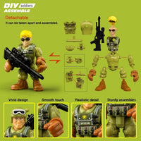 Army Men Action Figures, Soldiers Toys with Weapons for Boys 4-7 - Green+car - image 2