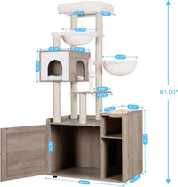 Hey-brother Cat Tree Tower - XL (28.4"×17.7"×61.0") / Rustic Gray - image 3