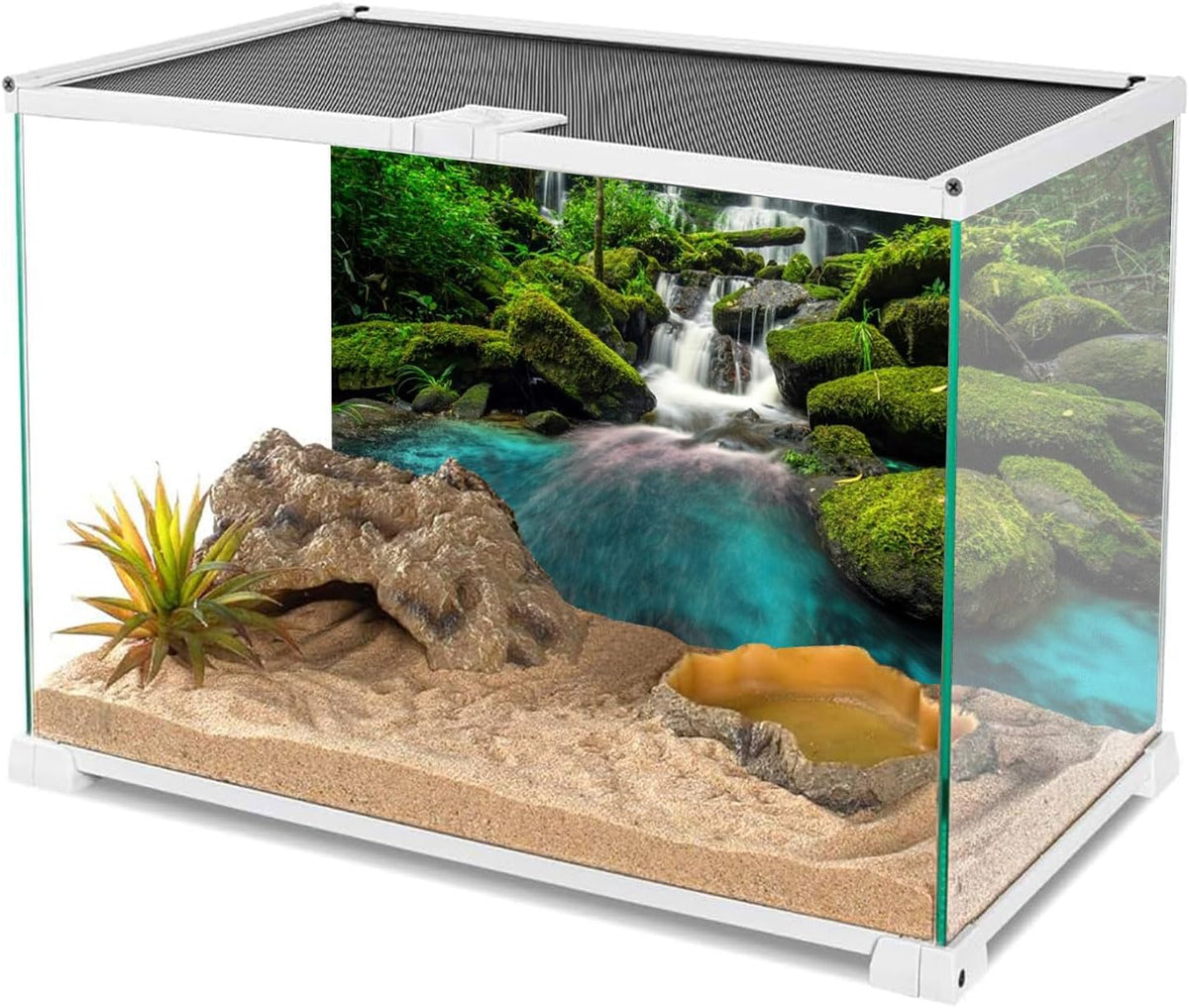 48x18 in Waterfall Terrarium Backdrop Moss Lake Reptile Habitat - 24x12in/60x30cm - image 3
