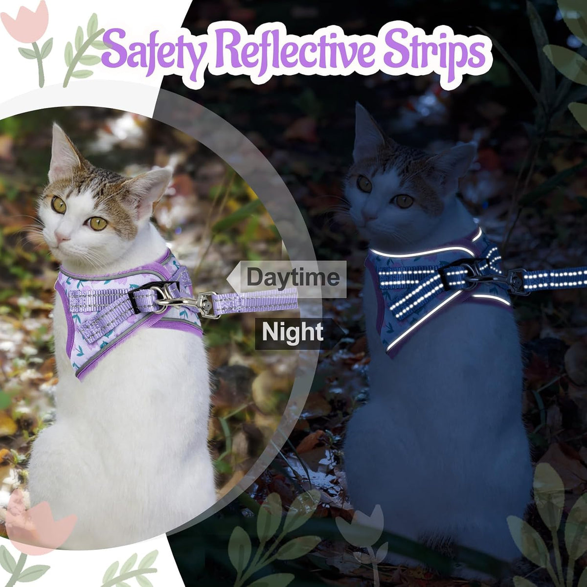 Cat Harness and Leash Escape Proof for Walking - XXS-Chest(8.7"-10.2") / Purple - image 4