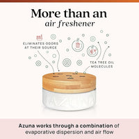 Azuna Air Freshener & Odor Eliminator for Strong Odor | 4 Room Kit Includes (4) Empty Luxe Glass Jars & 24oz Gel Refill with Tea Tree Essential Oil | Sandalwood Scent | Last 60-90 Days
