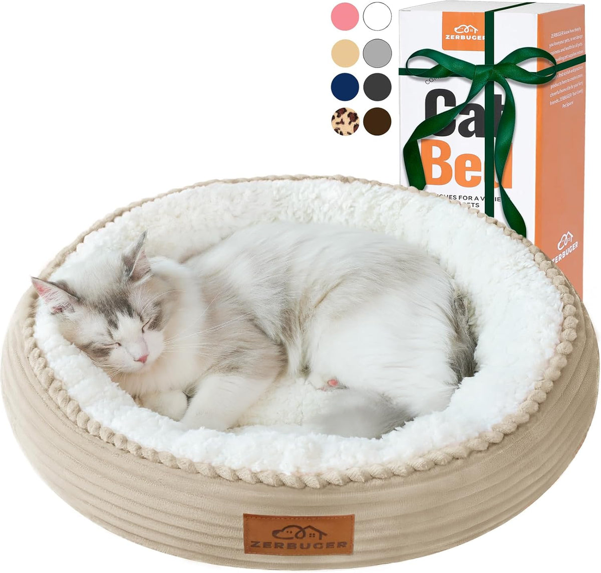 Zerbuger 20in Pink Round Dog Bed Sofa for Dogs Cats - Camel / Small
