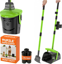 Dog Pooper Scooper with Bag Attachment - Green