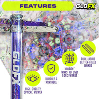 GloFX blue Liquid X kaleidoscope tube with blue and white glitter Vision Wands - view 4