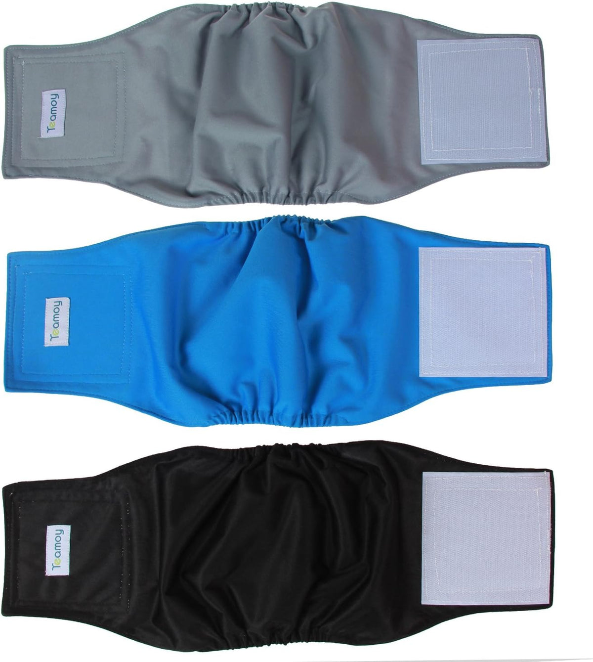 Teamoy Male Dog Belly Band, Reusable Wrap Dog Diapers - Medium (Pack of 3) / Black+ Gray+ Lake Blue