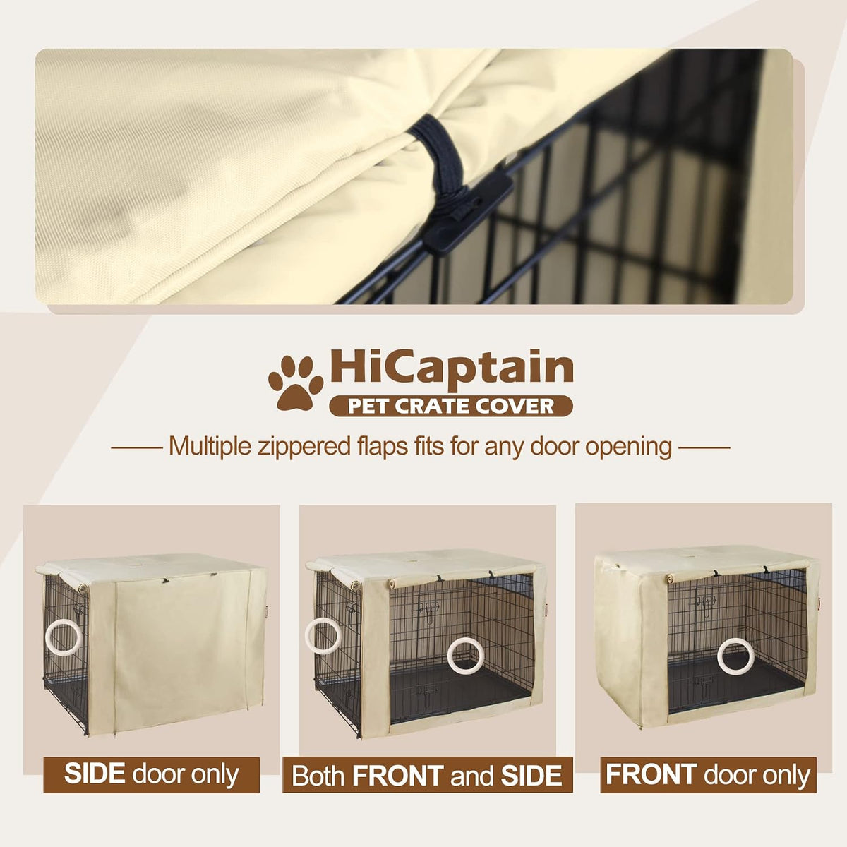 42-Inch Dog Crate Cover with Mesh, Waterproof Kennel Cover - 30.0"L x 19.0"W x 21.0"H / Beige - image 2