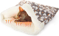 Self Heating Cat Sleeping Bag Indoor Self Warming Cat Bed Cave Heated - Heart / Gray