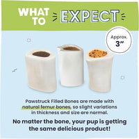 Pawstruck Small 3” Filled Dog Bones Variety Pack - Peanut Butter, Cheese & Bacon, Beef Flavors - Made in USA Long Lasting Stuffed Femur Treat for Aggressive Chewers - Pack of 3 - Packaging May Vary