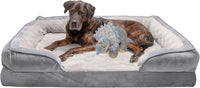 FurHaven Cooling Gel Dog Bed for Large Dogs - Jumbo Plus / Dino Toy + Granite Gray