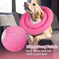 IDOMIK Dog Recovery Collar, Waterproof Soft Dog Cone After Surgery, Comfy Protective Elizabethan Collar Alternative for Dogs Cats, Adjustable Pet Neck Donut Cone Anti-Licking Biting Wounds,Rose,L
