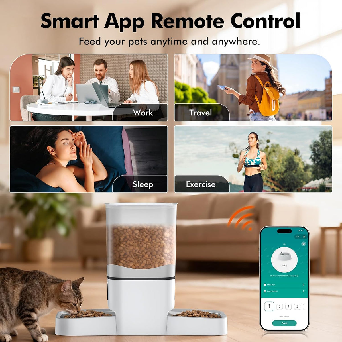 6L Automatic Cat Feeder for 2 Cats, APP Control - image 4
