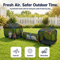 Portable Cat Enclosure, Foldable Playpen for Indoor Cats - 2 Cube + 2 Way Tunnel (no tent) - image 2