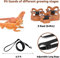 3 Pack Bearded Dragon Harness and Leash Set - Brown - image 3