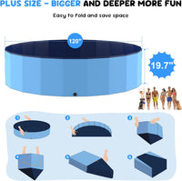 47'' Foldable Dog Pet Bath Pool, Heavy Duty Non-Slip Kiddie Pool - 7XL - 120*19.7 IN-964.5 Gal - image 3